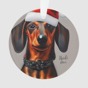 Ornamento Dachshund, Cachorro Papai noel, Personalizar, Orna