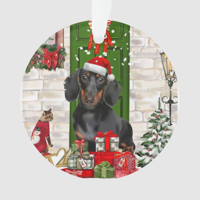 Ornamento Dachshund Dog Christmas (Frente)