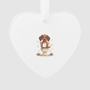 Ornamento Dachshund Fofo Antigo no Banheiro de Desenho Anima