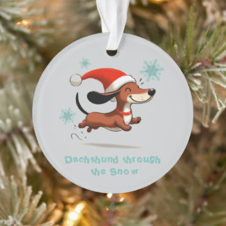 Ornamento Dachshund na neve cachorrinho de Natal