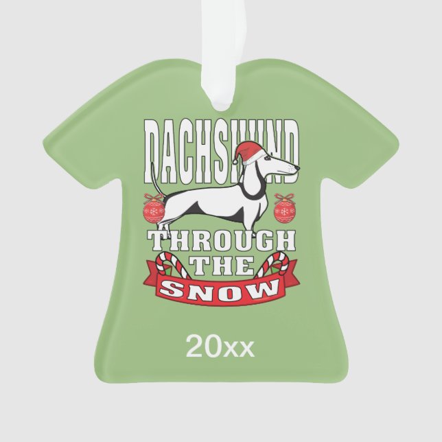 Ornamento Dachshund Personalizado Através Do Feriado De Neve (Frente)