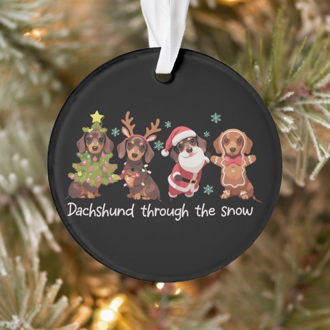 Ornamento Dachshund Through The Snow Funny Christmas Dogs (Árvore)