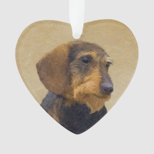 Ornamento Dachshund (Wirehaired): Pintura original de cães