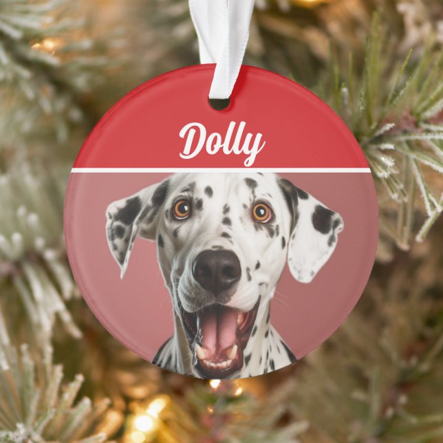 Ornamento Dalmatian Dog Name Photo Holiday Christmas (Árvore)