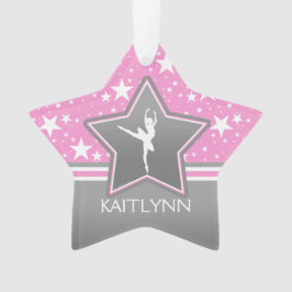 Ornamento Dançarino entre as estrelas no rosa com SEU NOME