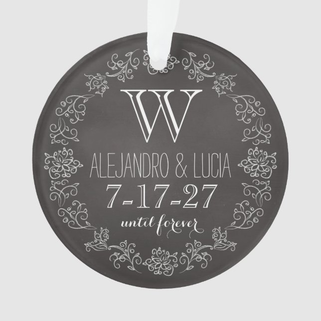 Ornamento Data de Casamento do Monograma Personalizado (Frente)