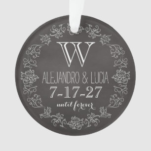 Ornamento Data personalizada do casamento do monograma do