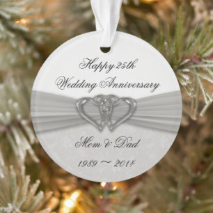 Ornamento de Acrílico Damask para Bodas de 25 Anos