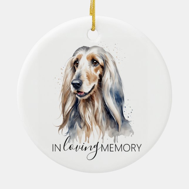 ornamento de aguarela memorial do Afghan Hound (Traseira)