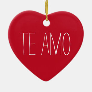 Ornamento de Amor do Coração Vermelho Te Amo no Na