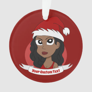 Ornamento de animação de natal de jovem mulher