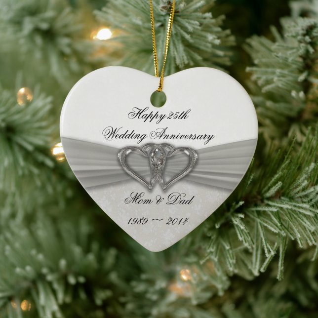 Ornamento de Aniversário de Casamento de 25 Damask (Árvore)