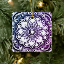 Ornamento de Arte de Mandala Roxo e Azul