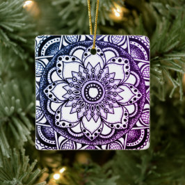 Ornamento de Arte de Mandala Roxo e Azul