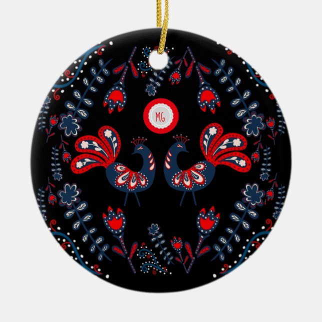 Ornamento de Arte Folclórica Escandinava Monograma (Frente)