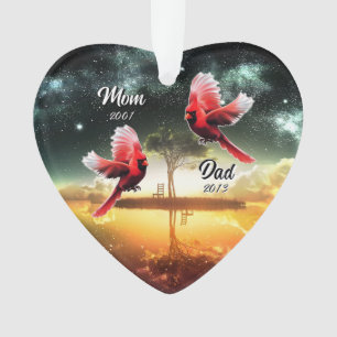 Ornamento De Árvore Cardeal E Cadeira De Madeira S