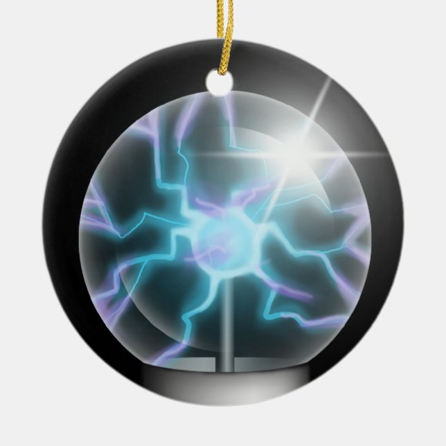 Ornamento de Árvore Cerâmica de Bola Plasmática Az (Frente)