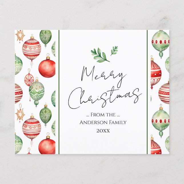 Ornamento de Árvore de Aquarela de Natal com Merry (Frente)