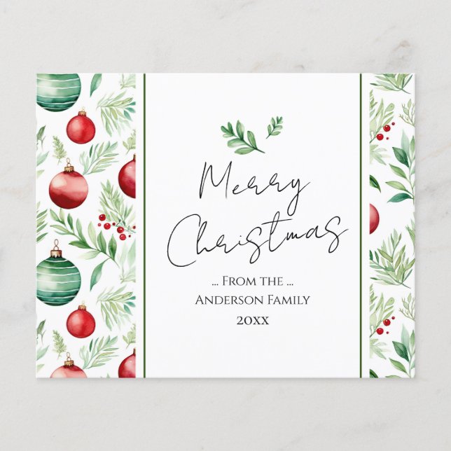Ornamento de Árvore de Aquarela Feliz Natal (Frente)