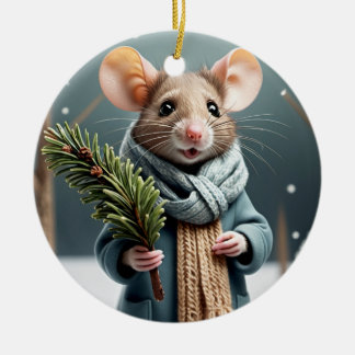 Ornamento de Árvore de Natal Casal de Mouse Invern