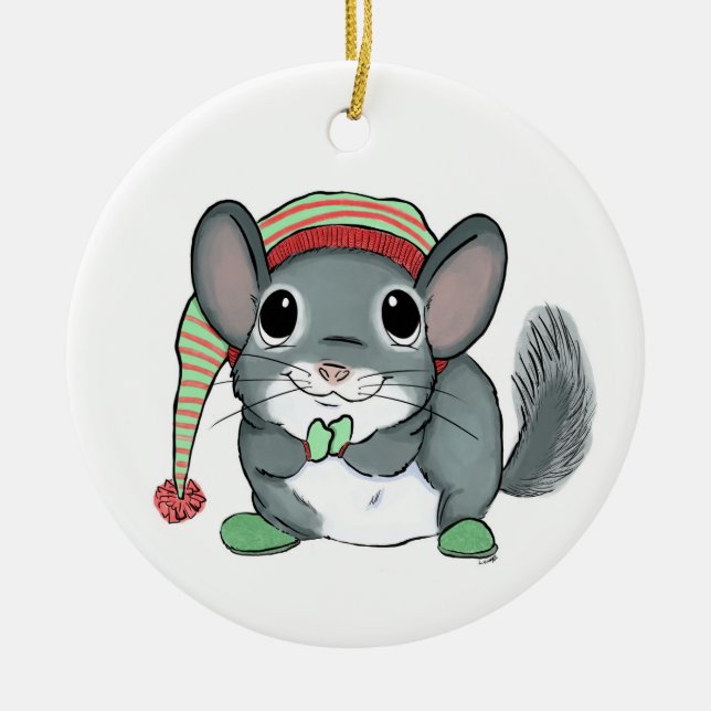 Ornamento de Árvore de Natal Chinchilla (Frente)
