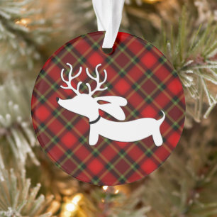 Ornamento de Árvore de Natal da Xadrez Dachshund