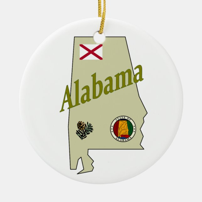 Ornamento de Árvore de Natal do Alabama (Frente)
