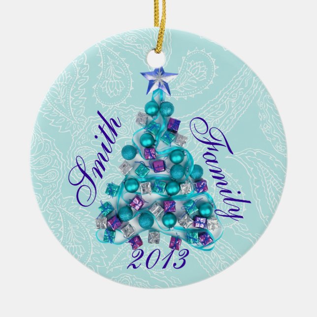 Ornamento de Árvore de Natal Roxo Personalizado (Frente)