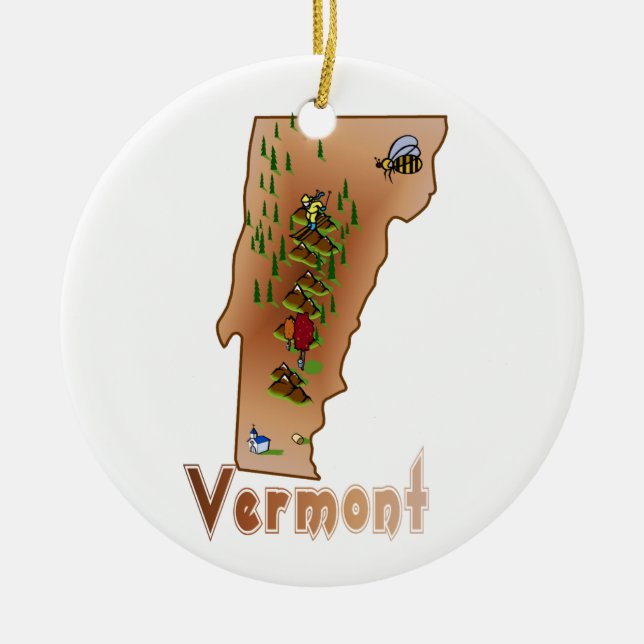 Ornamento de Árvore de Natal Vermont (Frente)
