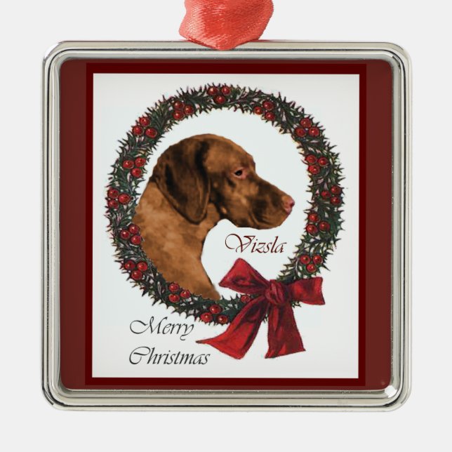 Ornamento de Árvore de Natal Vizsla (Frente)