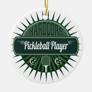 Ornamento de Árvore do Jogador de Pickleball Feliz