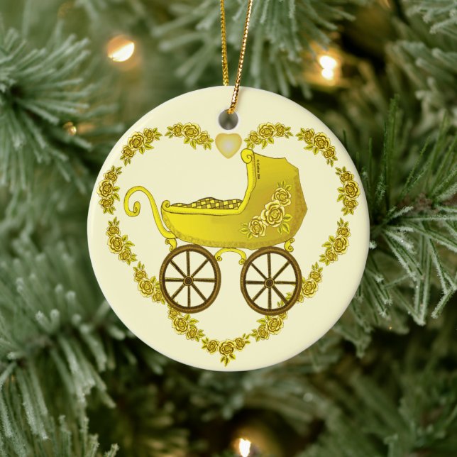 Ornamento de Baby Buggy Amarelo (Árvore)