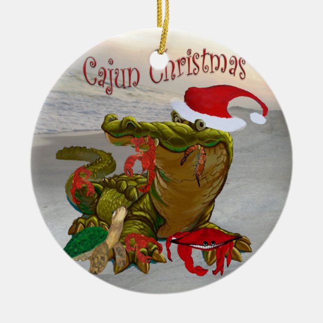 Ornamento de baías de Natal Cajun (Frente)