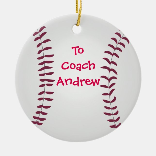 Ornamento de Baseball Personalizado para Treinador (Frente)