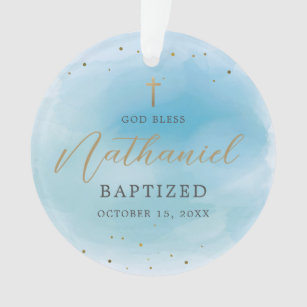 Ornamento de Batismo de Menino Personalizado