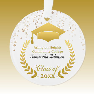 Ornamento de Boné de Formando Dourado e graduaç