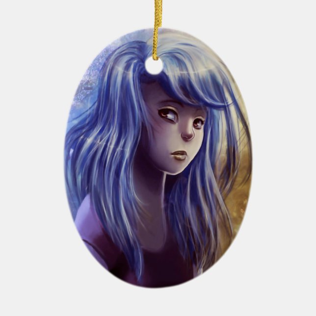 Ornamento de cabelo azul da menina (Frente)