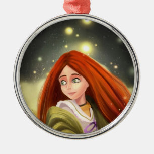 ornamento de cabelo vermelho da menina dos