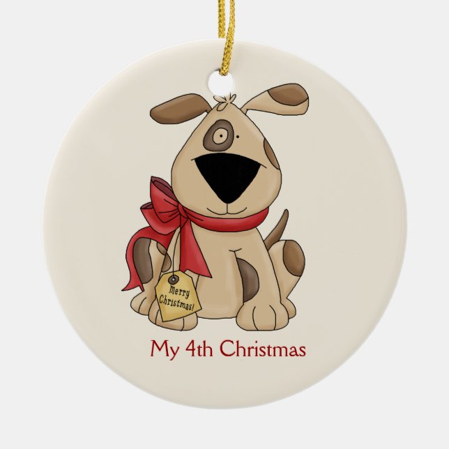 Ornamento de Cachorro de Natal para Crianças (Frente)