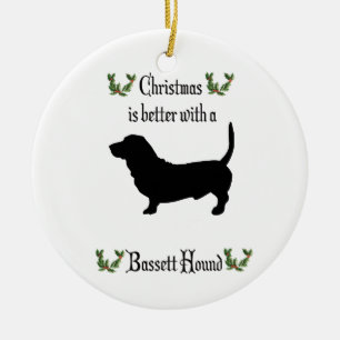 Ornamento de Cães de Caça-Caça-Basset de Natal