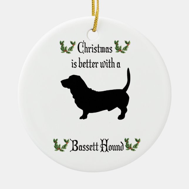 Ornamento de Cães de Caça-Caça-Basset de Natal (Frente)