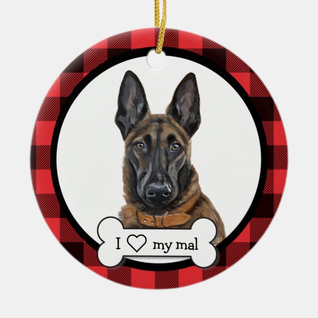 Ornamento de Cães Malinois Belga (Frente)