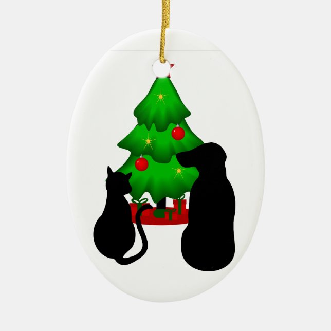 Ornamento de Cão e Gato de Natal (Frente)