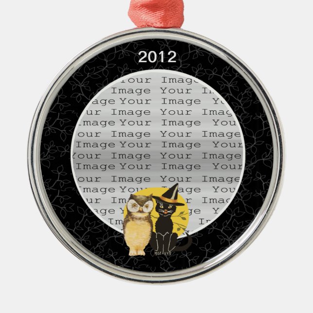 Ornamento de Casamento de Halloween de Cat & Owl (Frente)