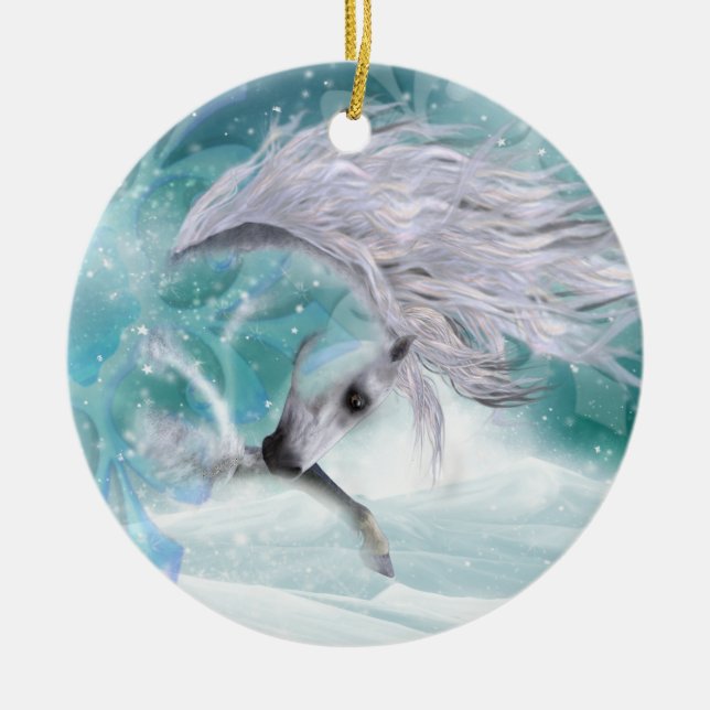 Ornamento de Cavalo de Neve Natal (Frente)