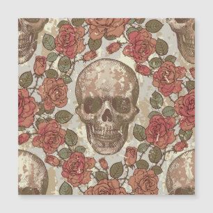 Ornamento de Caveiras e Rosas Retro