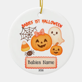 Ornamento De Cerâmica 1º Halloween dos Bebês Personalizável