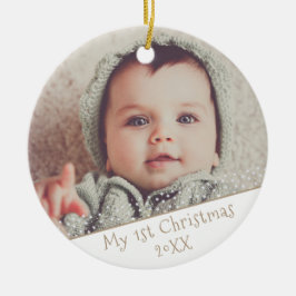 Ornamento De Cerâmica 1º Natal do Bebê Foto Fofa Personalizável