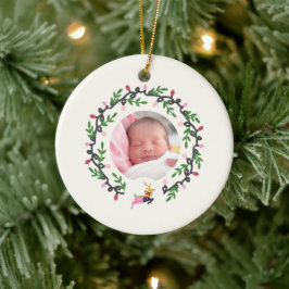 Ornamento De Cerâmica 1º Veado de Natal com Coroa Personalizável