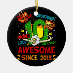 Ornamento De Cerâmica 10º Aniversário Estilo Comic Estilo Espetacular De